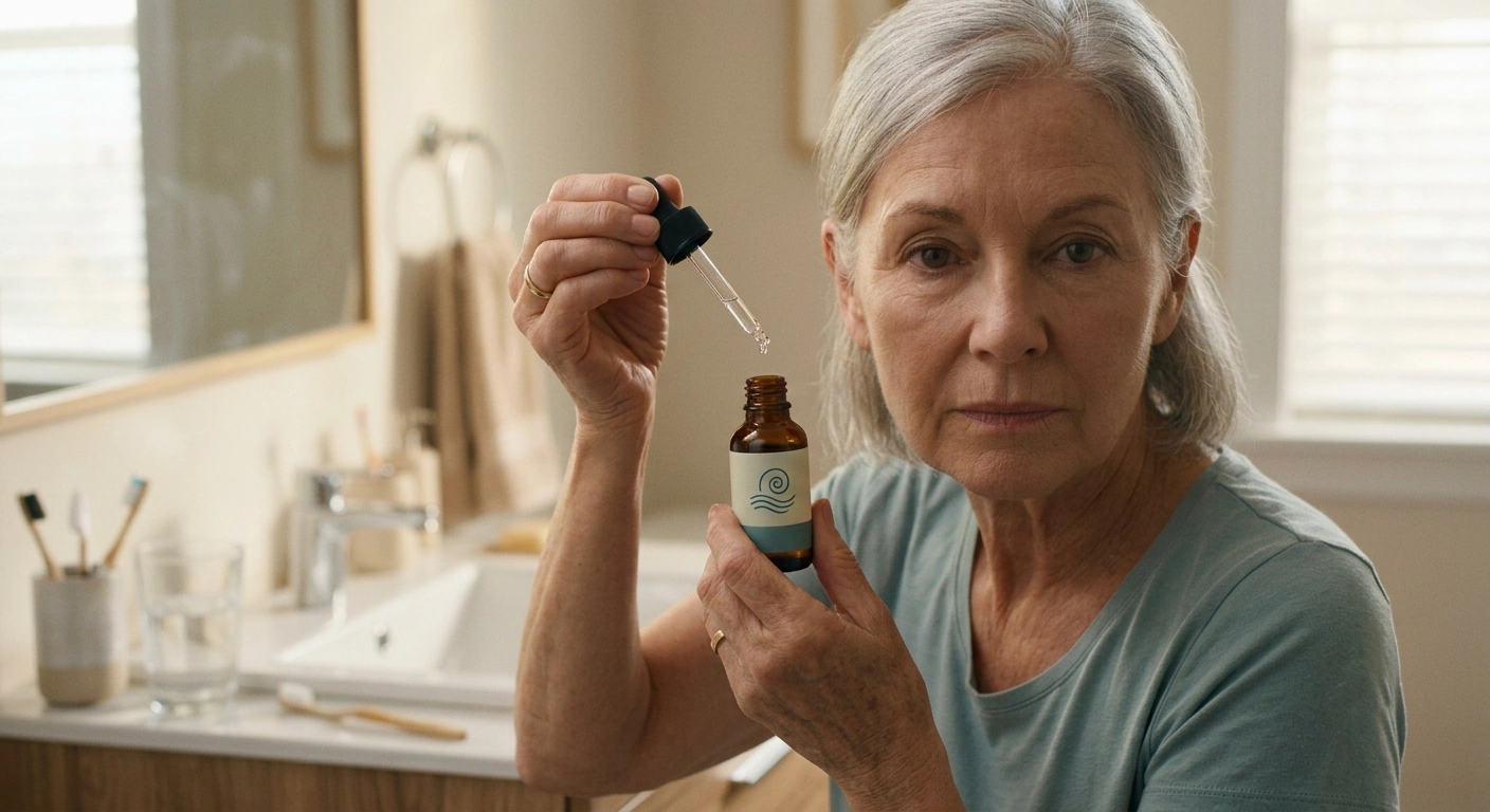 Senior adult reviewing tinnitus relief ear drops with an audiologist