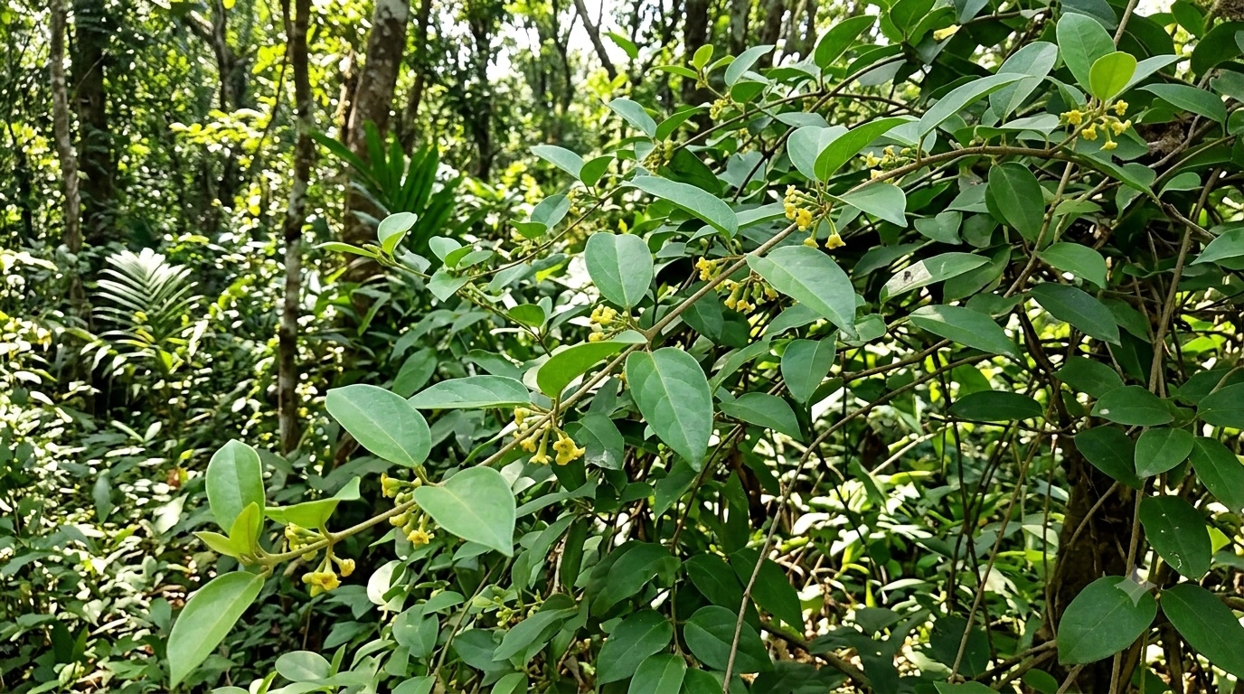 A closeup view of gymnema sylvestre plant